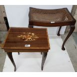 Bergere seat stool & an Italian musical table (2)