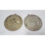 Pair of "INTERNATIONAL HORSE SHOW, LONDON", Circular stable plaques, dated 1952, 7.5"dia (2)