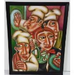 FRANK O’SULLIVAN, “Rush Hour In the Restaurant”, acrylic on canvas, 100 x 79 cm, signed lower left,