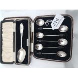 Birmingham Silver – set of 6 coffee spoons & a single spoon, both in presentation cases (2)