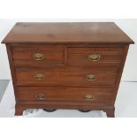 Walnut Chest of Drawers (2 short and 2 long drawers), with Art Nouveau brass handles, bracket