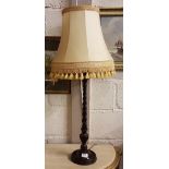 Mahogany Table Lamp, with a tall barley twist column, also a cream shade