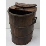 Oak Wine Barrell (oval shaped), with brass studs, and a part-hinged lid, 22”h