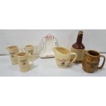 Bell Whiskey Model, 3 x Paddy Whiskey small Jugs & 2 larger Water Jugs – Glen Eagle & Famous