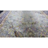 Kashmir Floor Rug, duck egg blue ground, with a tree of life design (as new), 3m x 2m