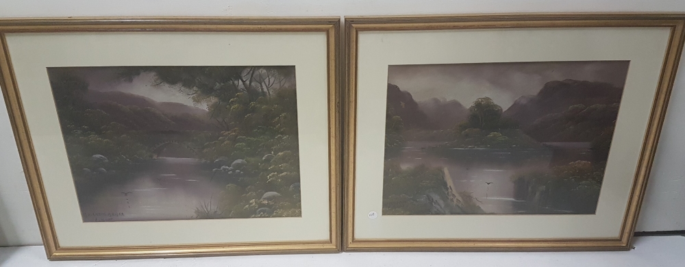 C BURT Pair of Watercolours - Brickeen Bridge and Upper Lake, each 33cm x 44cm, gold frames (2)