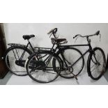 2 x Raleigh bicycles with brakes, one Lady’s with chain guard and one Gent’s, both with saddle racks