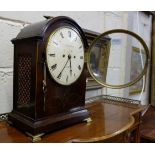 Bracket Clock, “E LIVERMORE, LONDON”, 8” dia dial, brass handle and feet, inlay detail on front,