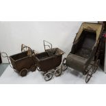Three antique prams, for restoration (two dolls’ prams, 1 baby’s pram) (3)