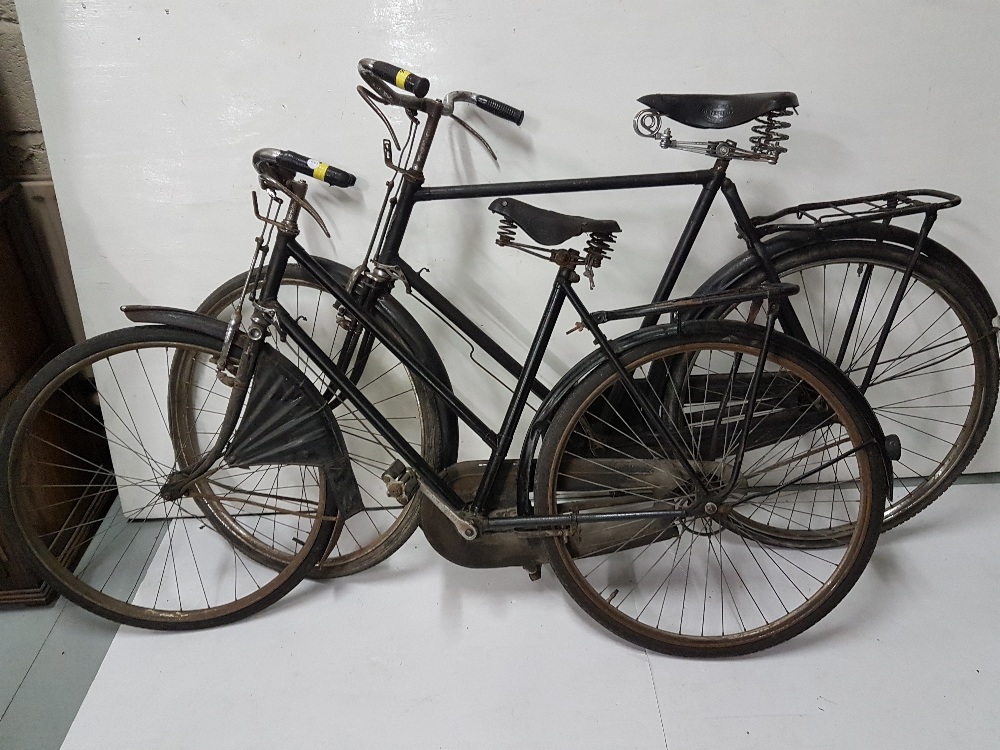 2 x bicycles, one Gent’s Rudge and one Lady’s with a Brook’s seat, with brakes (2)