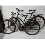 2 x bicycles, one Gent’s Rudge and one Lady’s with a Brook’s seat, with brakes (2)