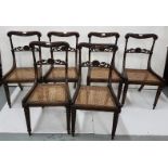 Matching Set of Six late 19thC Rosewood Dining Chairs, the scallop-shaped top rails over