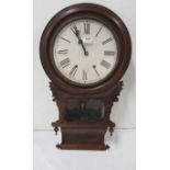 8 Day Mahogany Cased Wall Clock, circular dial