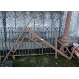 Rare Large Metal Fire Crane, adjustable, with various hanging notches, 64” x 62”