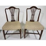 Matching pair of Hepplewhite Oak Side Chairs, with splat backs, padded seats, tapered legs
