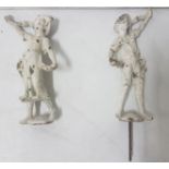 Victorian Metal Finial Figures of Boy and Girl, each 10"h approx