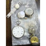 Silver/silver plated watches with spare faces and hands, some working