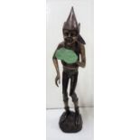 Bronze Garden Figure – a Winged Pixie holding a green lilly pad, 39”h