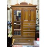 2 piece Edwardian walnut bedroom suite, a compactium with mirrored door, 4 drawers, 49”w x 87”h