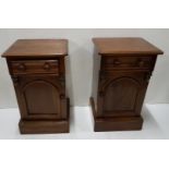 Matching pair Victorian style mahogany pedestal bedside cabinets, each 17”w x 29”h x 16”d