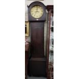 Mahogany cased grandfather clock, round dial stamped LYNN, PARSONSTOWN with weights and pendulum (no