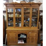 1920’s Oak Dresser, 4 glass panelled doors over a base with 3 drawers, 2 cupboards and 2 open