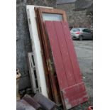 10 various pine doors and window frames (some glazed)