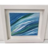 TRISH DONNELLY, Seascape in Dingle, Oil on Canvas, in a contemporary white frame 25 x 30