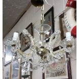 3 branch glass chandelier, Marie Therese design, electric