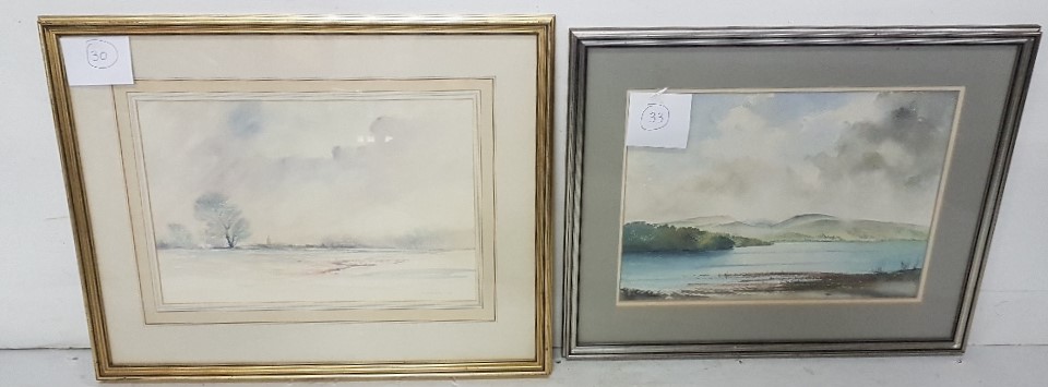 2 English Watercolours – “Duck Bay” & “Winter Scene” (2)