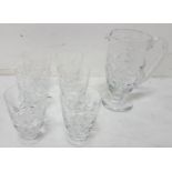 Matching Set of 6 Cut Crystal Whiskey Glasses by Webb of England and a similarly designed Water