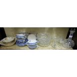 Cut Crystal Decanter & Fruit Bowl, glass bowl, 6 various etc sherry glasses & china incl. 6-piece