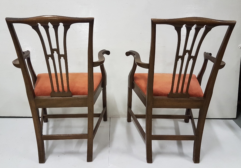 Matching Set of 6 Chippendale Style Mahogany Dining Chairs (4 and 2 Carvers), with removable - Image 2 of 2