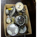 Various veteran car dashboard dials and switches