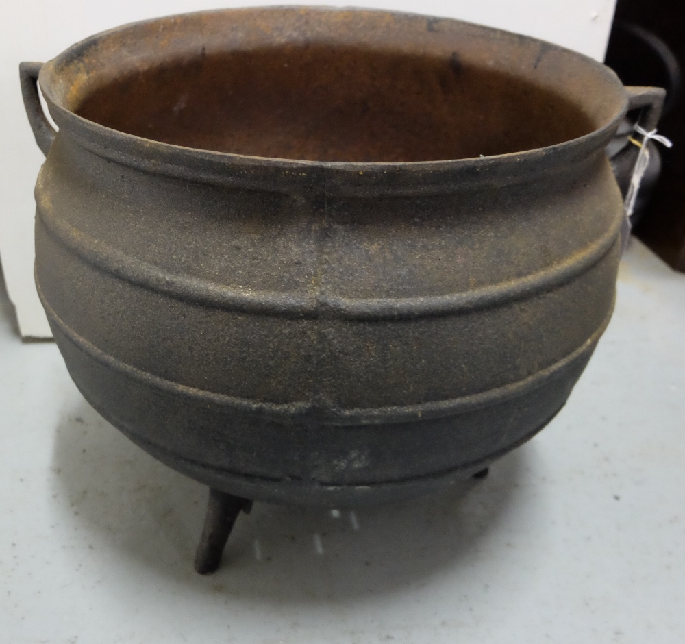 Large antique metal Skillet Pot (rare), on 3 feet, 17” dia - Image 2 of 2