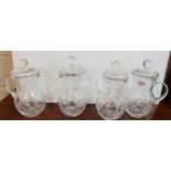 4 x fine cut crystal Water Jugs, with lids (as new)