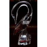 Glass Daum Figure – a resting Swan, signed at the base, 13”h