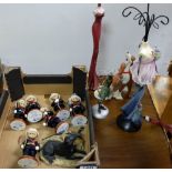 Set of 6 "On Parade" ornaments, 2 modern studies of dogs and 4 jewellery stands (12)