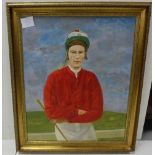 ALFRED THOMPSON – portrait of Lester Piggott, 62cm x 75cm, oil on canvas