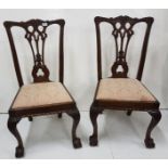 Set of 6 Mahogany Chippendale Style Mahogany Dining Chairs, ball and claw feet, removeable pink