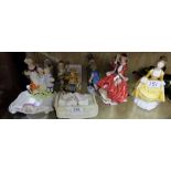 Group of porcelain figurines “Menu”, Coralic and another Lady, child figurines etc