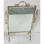 Brass Framed Fire Screen, with a bevelled mirror insert, 22"w x 30"h