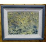 MICHAEL THATCHER 2006 – plaster of Paris on canvas - Abstract Landscape – green with yellow hues,
