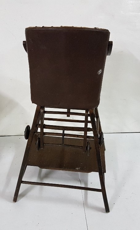 Child’s 1930’s Highchair, with brown leather seat and back, lift-up tray - Image 2 of 2