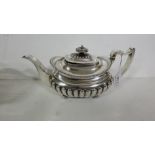 London Georgian silver teapot, boat shaped, 620g