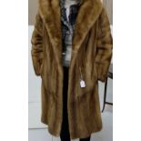 Lady’s Brown Mink Fur Coat, lined with brown silk, excellent condition, size 12 – 14 approx, knee