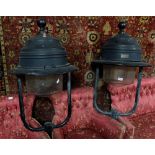 Matching pair of Urbis electric outdoor lanterns, Perspex globe, each 57"h