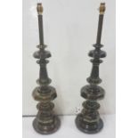 Matching Pair of tall American Brass Table Lamps, by Stiffel, (electric, recently re-wired)