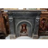 Victorian Cast Iron Fireplace with corbels – 55”w x 48”h and a cast iron insert (14”opening)