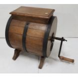 Butter Churn with handle, metal banding, 15”w